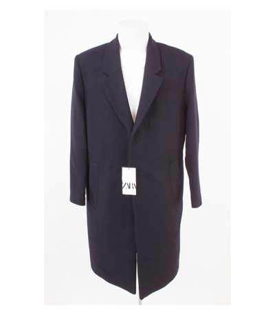 ZARA Herren Mantel Wollmantel Gr. M Blau Neu