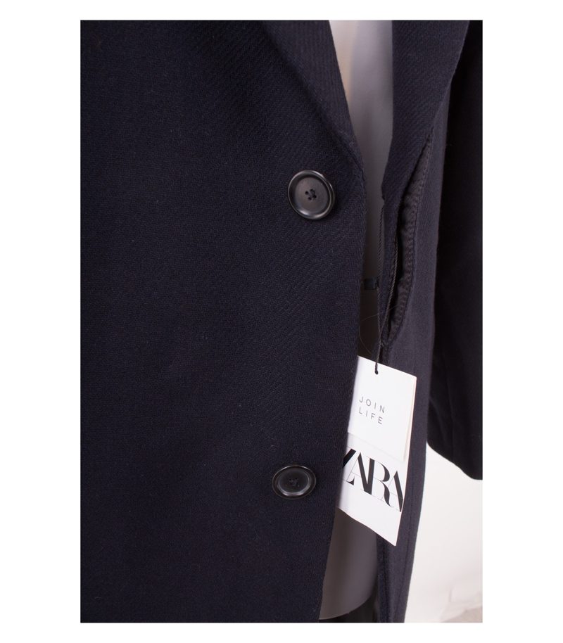 ZARA Herren Mantel Wollmantel Gr. M Blau Neu – Foto 5