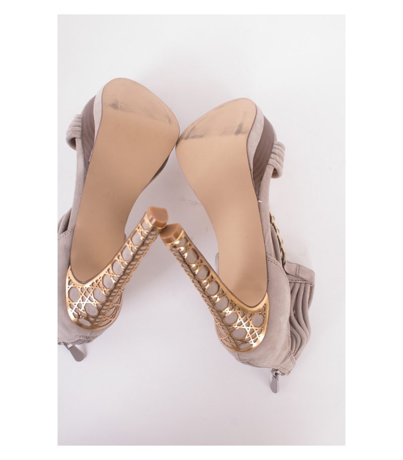 CATTWALK Damen Sandaletten High Heels Stiletto Gr. EU 38 Grau Gold – Foto 6