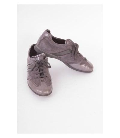 HOGAN Damen Sneaker Schnürschuhe Wildleder Gr. EU 38,5 Grau Leder