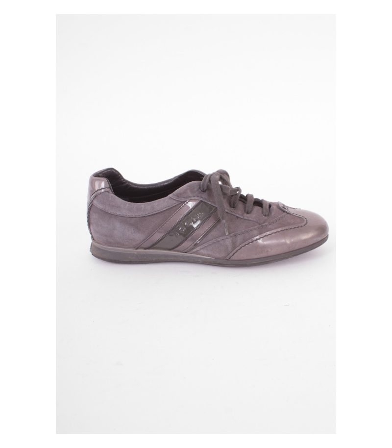 HOGAN Damen Sneaker Schnürschuhe Wildleder Gr. EU 38,5 Grau Leder – Foto 3