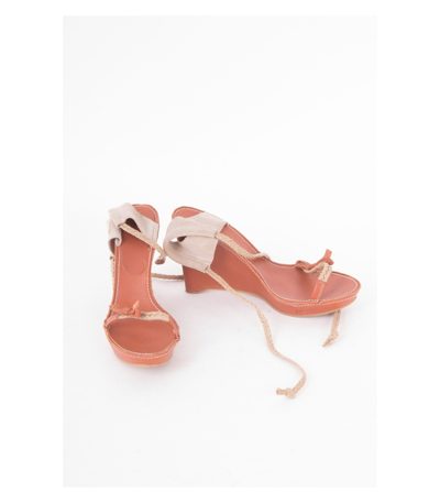 PATRIZIA PEPE Damen Plateau Sandalen Wildleder Gr.EU 38 Braun Beige Leder