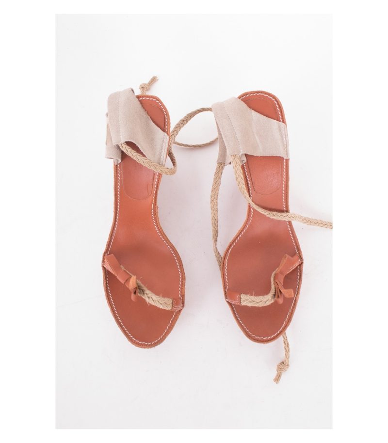 PATRIZIA PEPE Damen Plateau Sandalen Wildleder Gr.EU 38 Braun Beige Leder – Foto 2