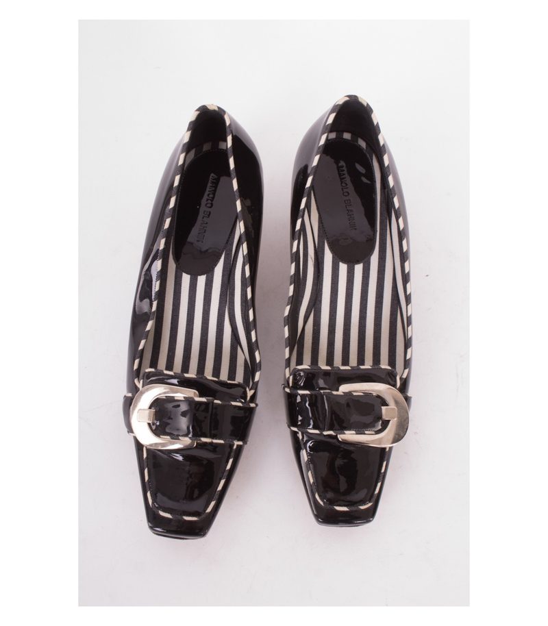MANOLO BLAHNIK Damen Pumps Lackleder Gr. EU 38 Schwarz Leder – Foto 2
