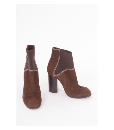 Baldinini Damen Stiefeletten Wildleder Gr. EU 38 Braun Gold Leder