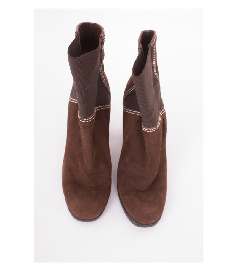 Baldinini Damen Stiefeletten Wildleder Gr. EU 38 Braun Gold Leder – Foto 2