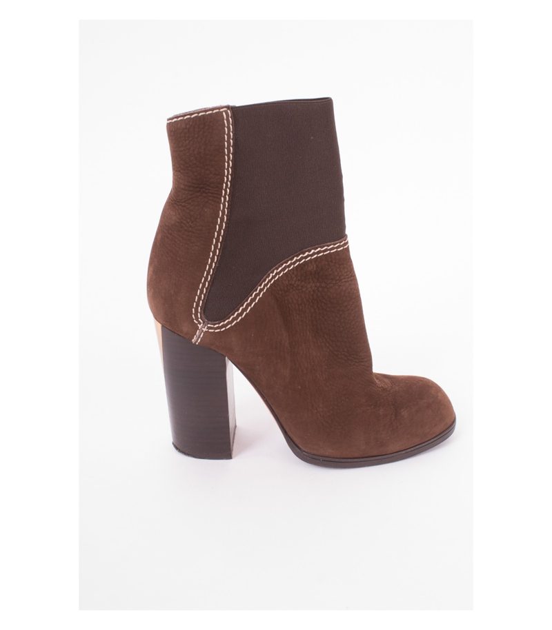 Baldinini Damen Stiefeletten Wildleder Gr. EU 38 Braun Gold Leder – Foto 3
