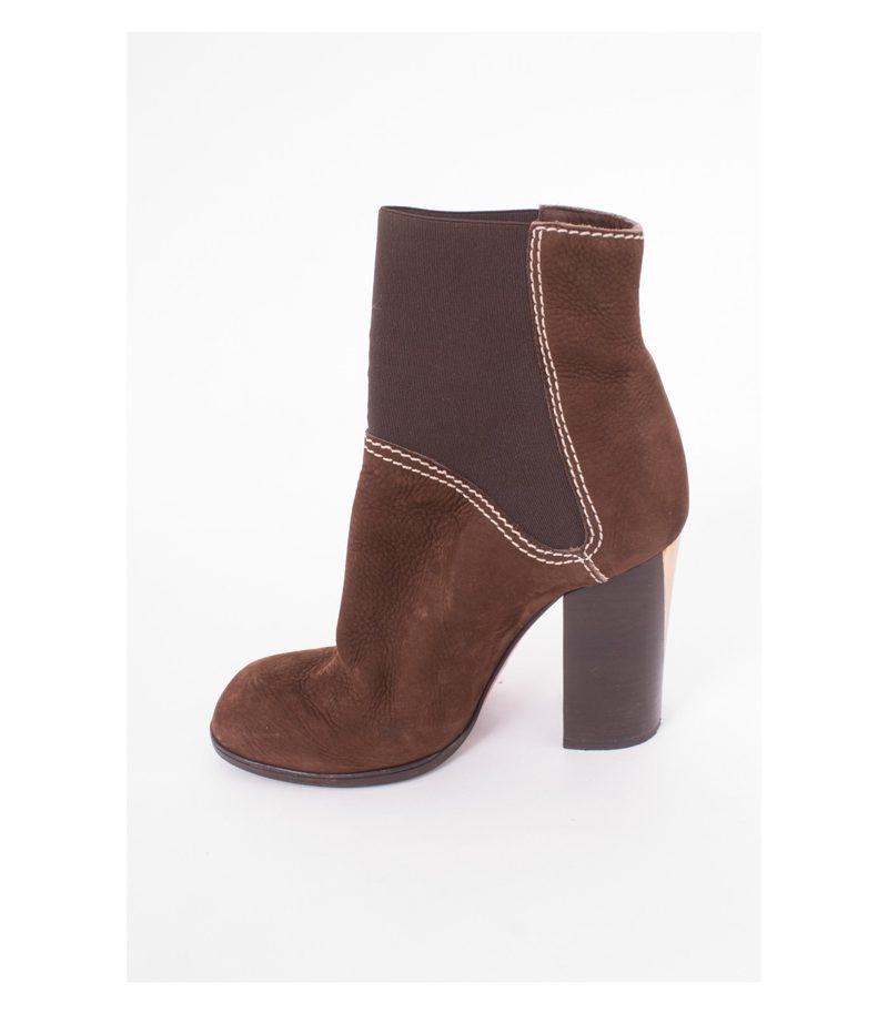 Baldinini Damen Stiefeletten Wildleder Gr. EU 38 Braun Gold Leder – Foto 4