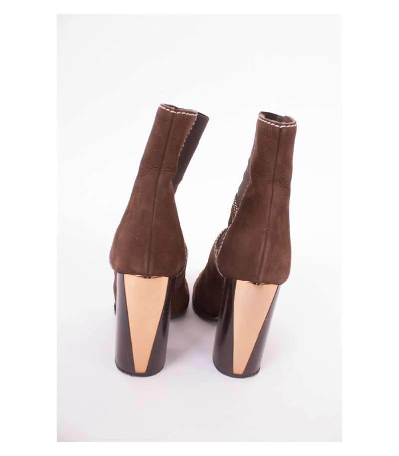 Baldinini Damen Stiefeletten Wildleder Gr. EU 38 Braun Gold Leder – Foto 6