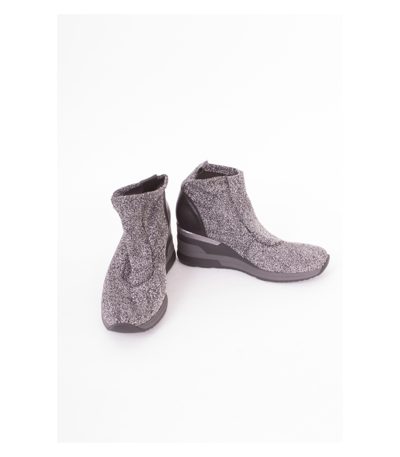 STAR COLLECTION Damen Keil-Stiefeletten - Gr. EU 37 Schwarz Silber