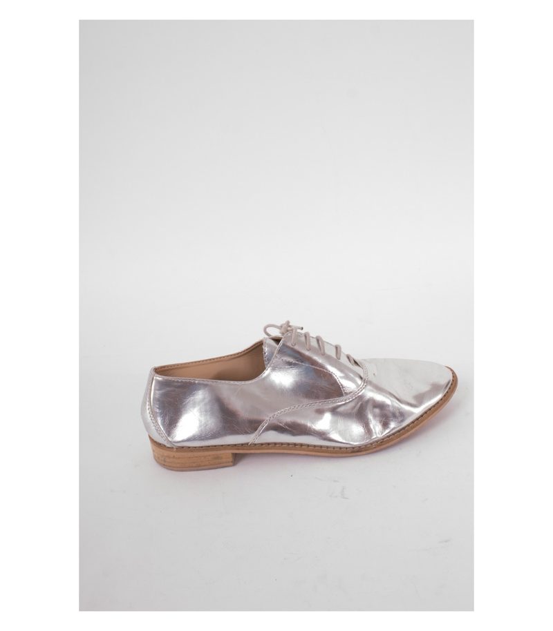 ZARA Damen Halbschuhe Schnürschuhe Gr. EU 41 Silber – Foto 3