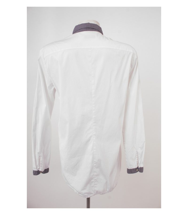 0039 ITALY Damen Bluse Stretch - Gr. M Weiß Grau – Foto 4