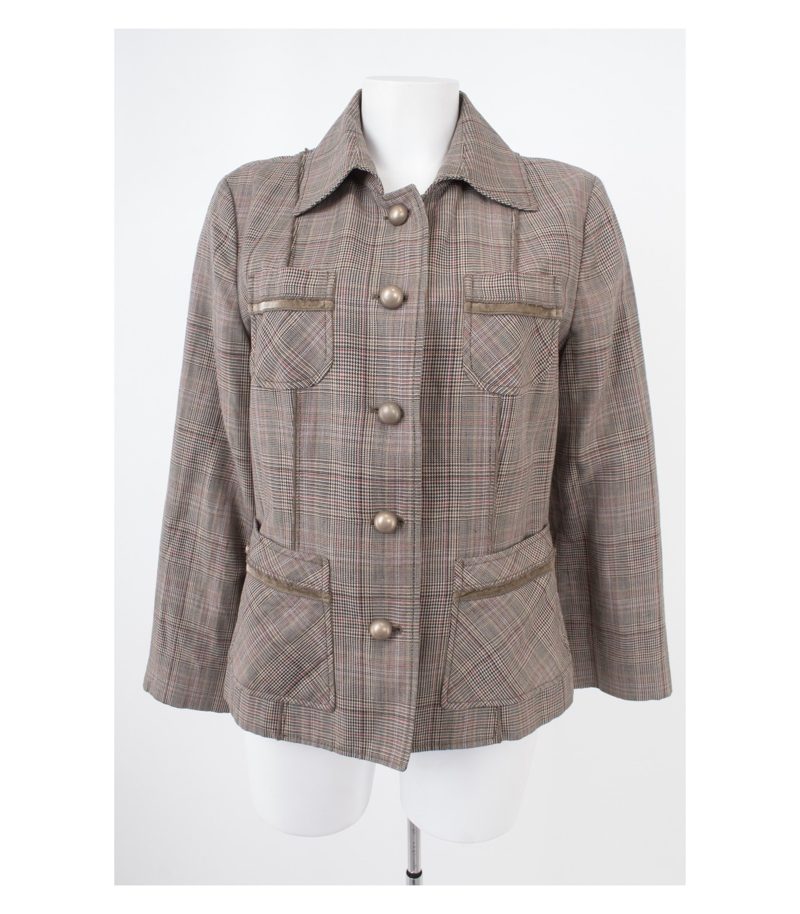 MARCCAIN Damen Blazer & Gr. N5 (DE 42/XL) Mehrfarbig Wolle Leinen – Foto 1