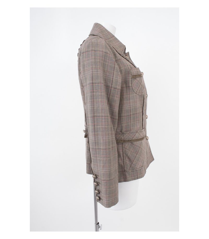 MARCCAIN Damen Blazer & Gr. N5 (DE 42/XL) Mehrfarbig Wolle Leinen – Foto 2