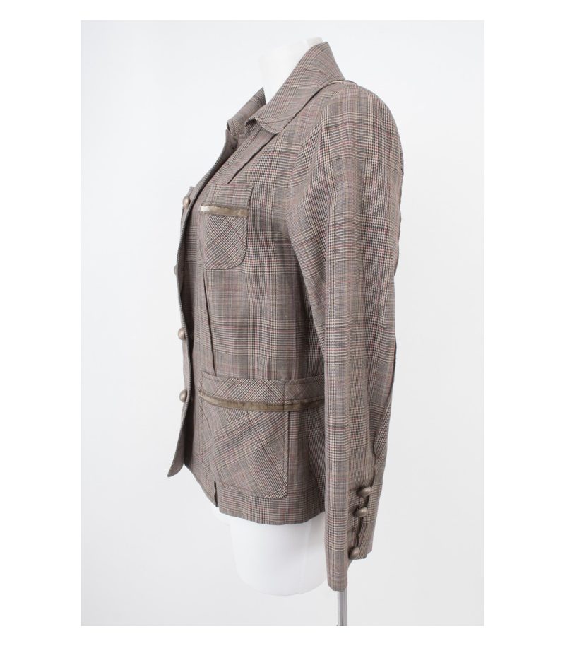MARCCAIN Damen Blazer & Gr. N5 (DE 42/XL) Mehrfarbig Wolle Leinen – Foto 3