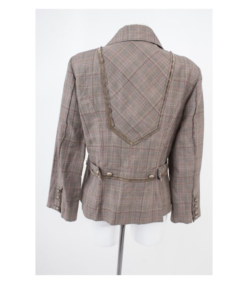MARCCAIN Damen Blazer & Gr. N5 (DE 42/XL) Mehrfarbig Wolle Leinen – Foto 4