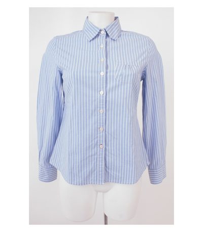 Boden Damen Bluse Oberteil Gr. UK 10 (DE 36) Blau Weiß Baumwolle Elasthan
