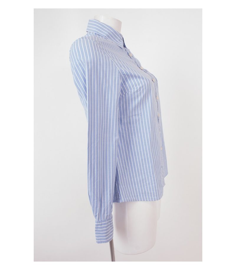 Boden Damen Bluse Oberteil Gr. UK 10 (DE 36) Blau Weiß Baumwolle Elasthan – Foto 2