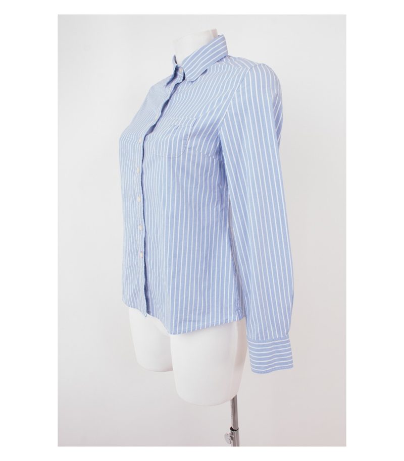 Boden Damen Bluse Oberteil Gr. UK 10 (DE 36) Blau Weiß Baumwolle Elasthan – Foto 3