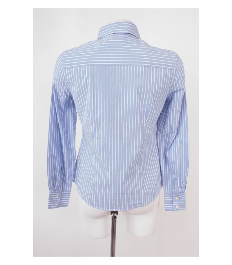 Boden Damen Bluse Oberteil Gr. UK 10 (DE 36) Blau Weiß Baumwolle Elasthan – Foto 4