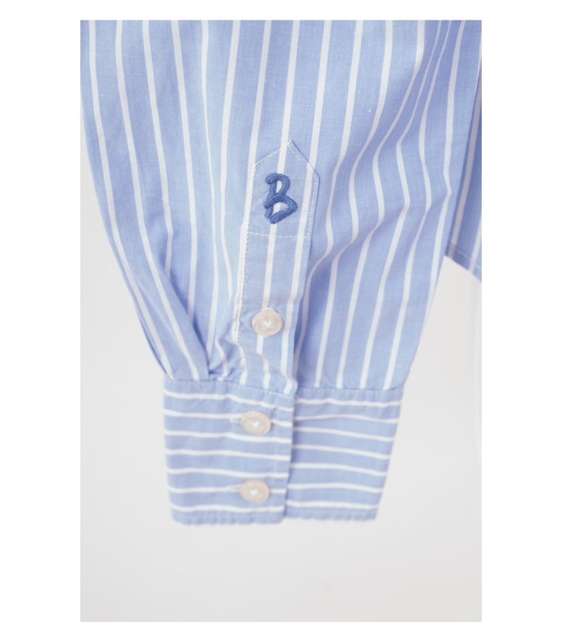 Boden Damen Bluse Oberteil Gr. UK 10 (DE 36) Blau Weiß Baumwolle Elasthan – Foto 5
