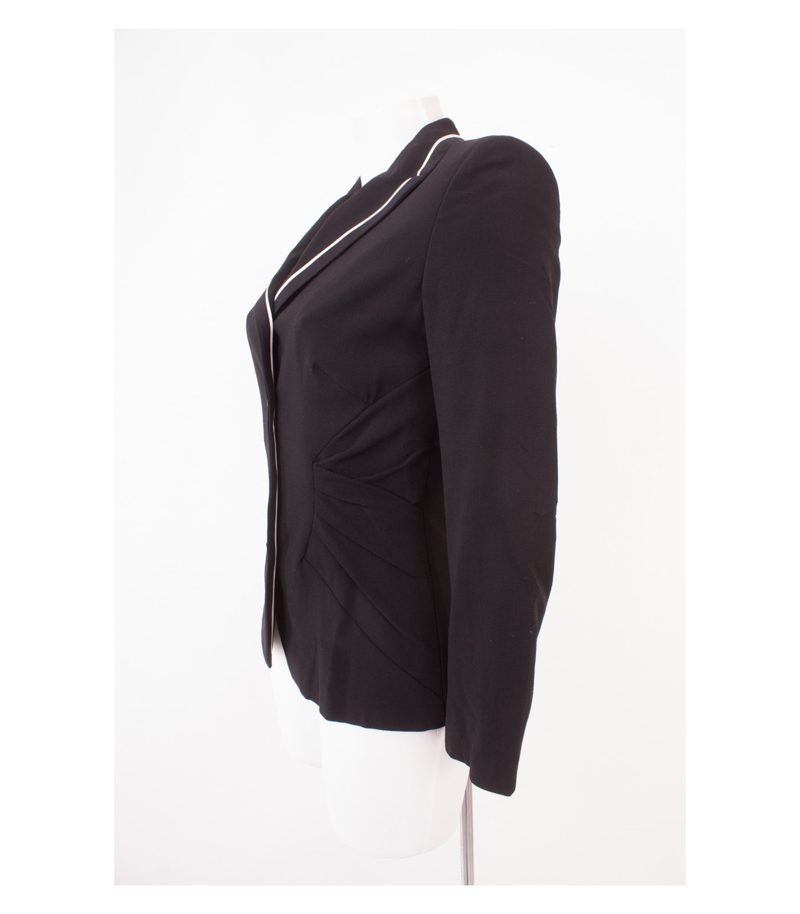 RENA LANGE Damen Blazer Gr. 36 Schwarz Weiß Wolle – Foto 3