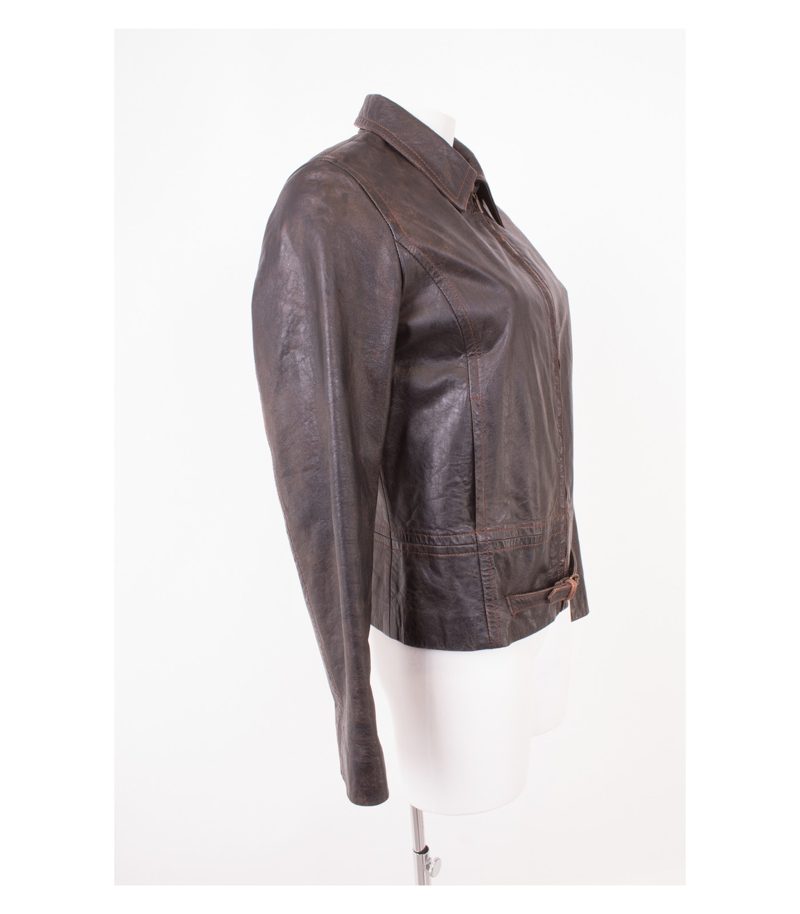 MAURITIUS Damen Lederjacke Gr. DE 38 Braun Leder – Foto 2