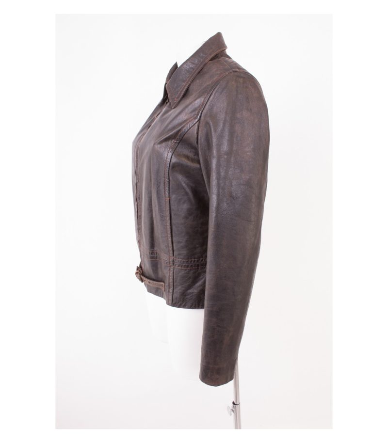 MAURITIUS Damen Lederjacke Gr. DE 38 Braun Leder – Foto 3