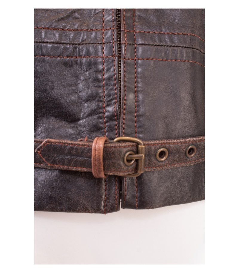 MAURITIUS Damen Lederjacke Gr. DE 38 Braun Leder – Foto 6