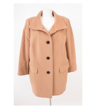 FUCHS SCHMITT Damen Mantel Kurzmantel & Gr. DE 48 Beige Wolle Kaschmir Cashmere