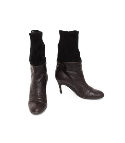 STELLA MCCARTNEY Damen Stiefel Strickschaft Gr. EU 39 Braun Leder