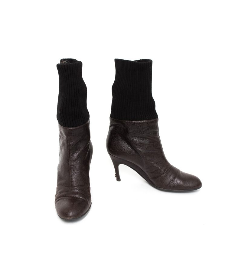 STELLA MCCARTNEY Damen Stiefel Strickschaft Gr. EU 39 Braun Leder – Foto 1