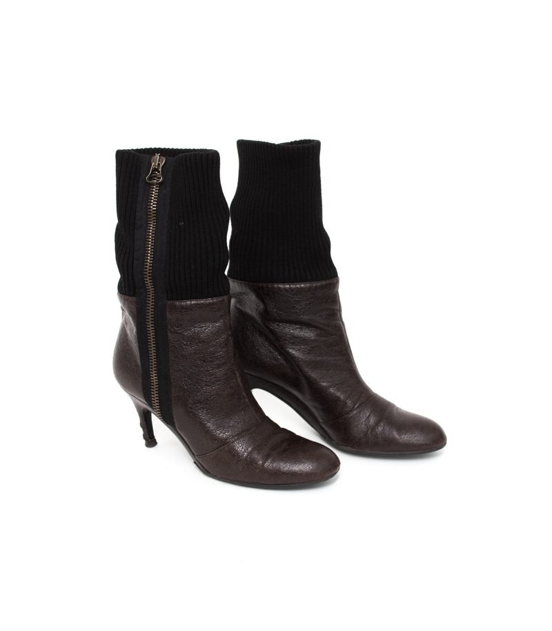 STELLA MCCARTNEY Damen Stiefel Strickschaft Gr. EU 39 Braun Leder – Foto 2