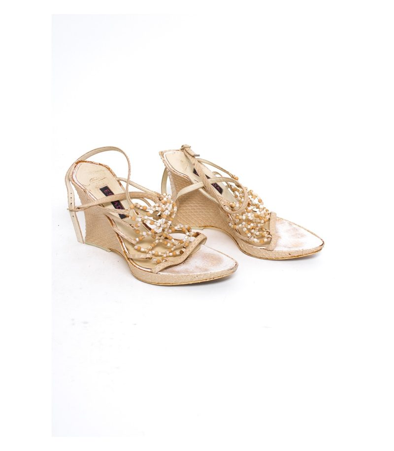 ESCADA Damen Sandalen Pumps Hellelfenbein Gr. EU 36 Leder – Foto 2