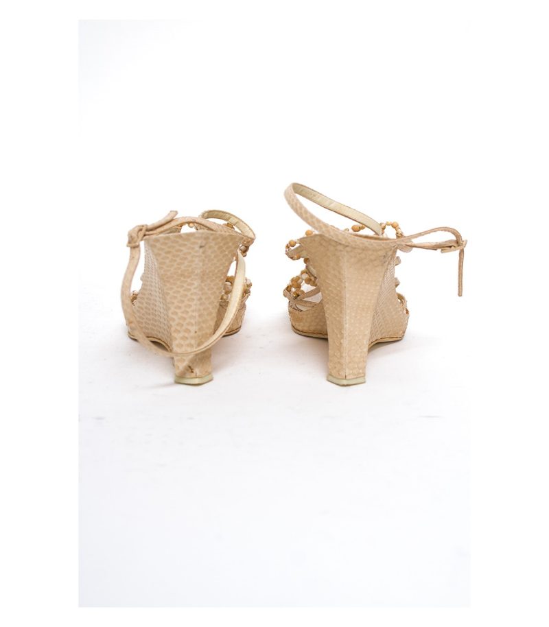 ESCADA Damen Sandalen Pumps Hellelfenbein Gr. EU 36 Leder – Foto 3