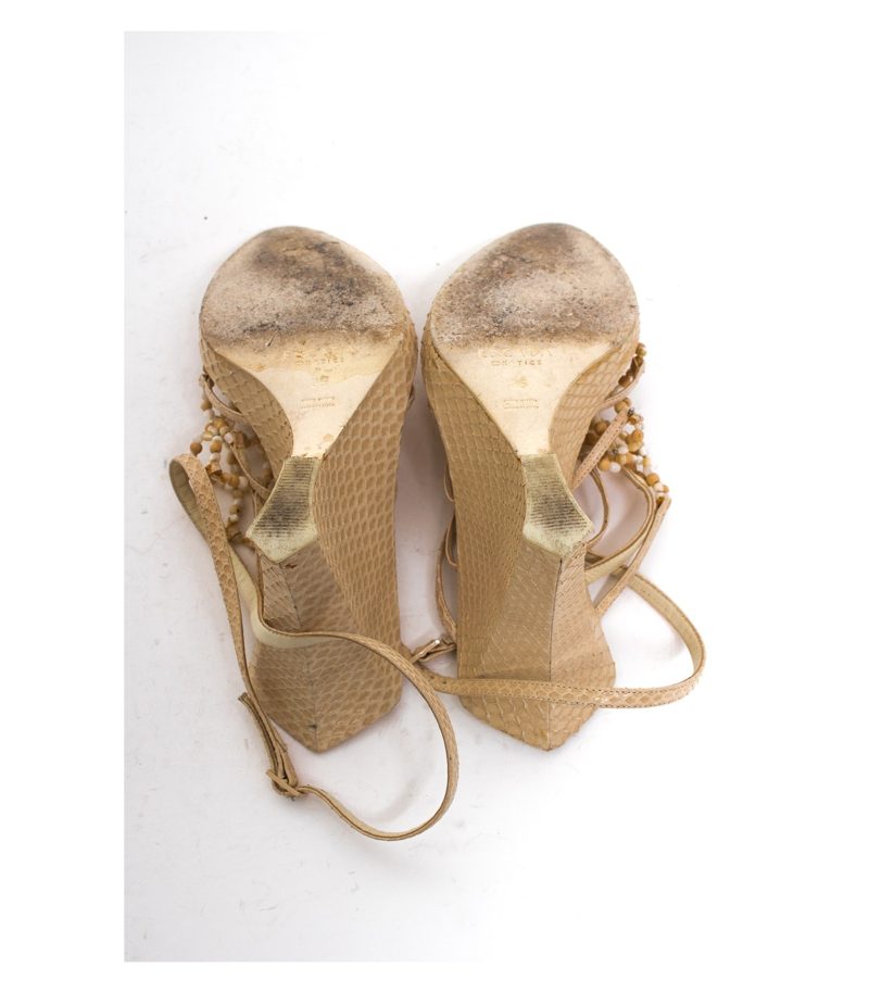 ESCADA Damen Sandalen Pumps Hellelfenbein Gr. EU 36 Leder – Foto 5