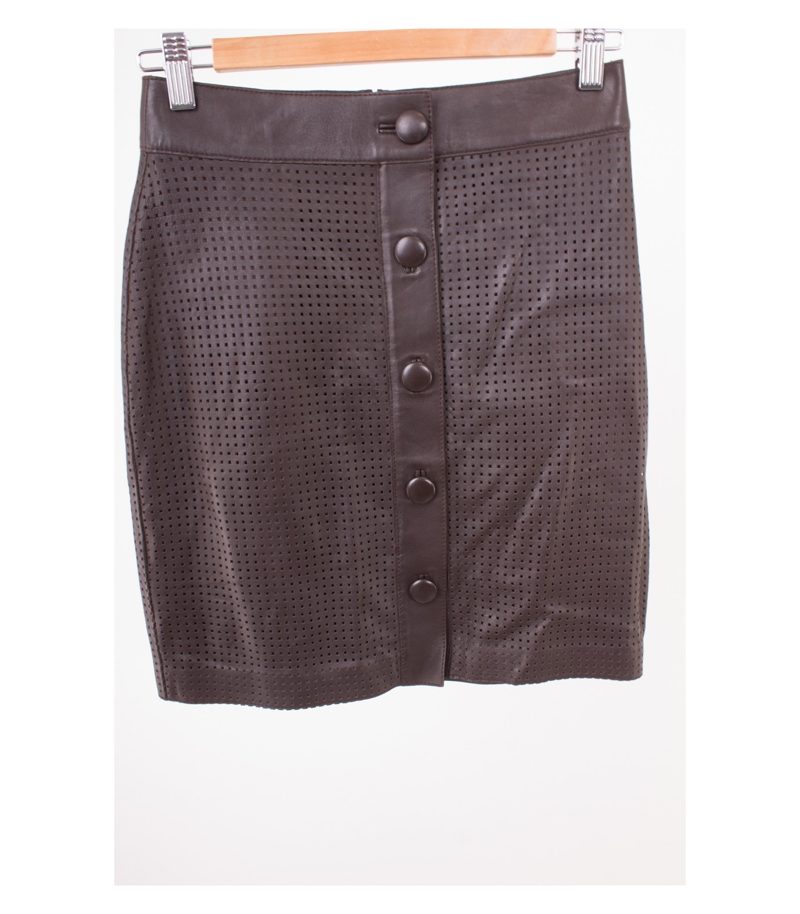 UTERQUE Damen Rock Lederrock Gr. S/26 Braun Leder – Foto 1