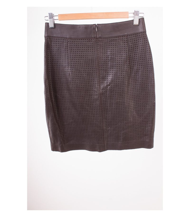 UTERQUE Damen Rock Lederrock Gr. S/26 Braun Leder – Foto 2