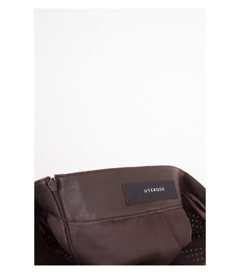 UTERQUE Damen Rock Lederrock Gr. S/26 Braun Leder – Foto 3