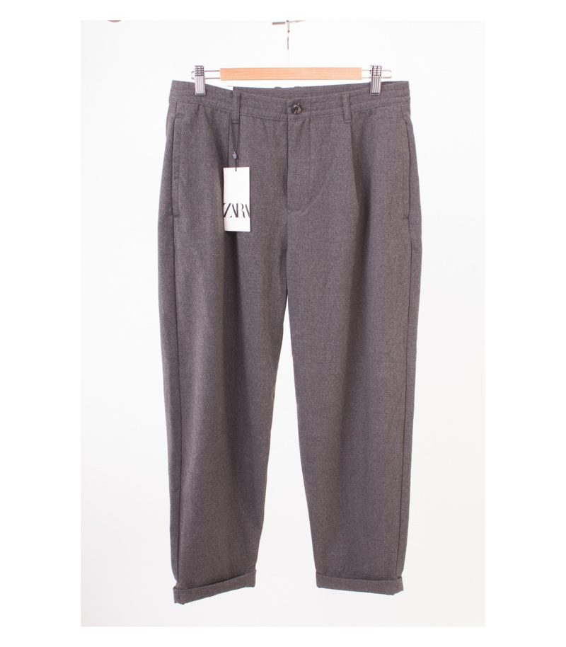 ZARA Herren Hose Relaxed Fit Gr. L (fällt kleiner aus) Grau Neu – Foto 1