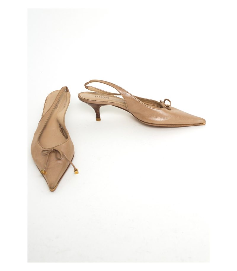 HUGO BOSS Damen Sandaletten Pumps High Heel Gr. EU 37 Beige Leder – Foto 1