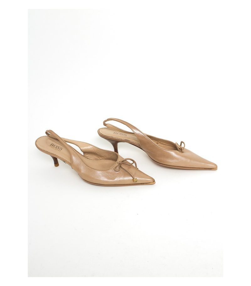 HUGO BOSS Damen Sandaletten Pumps High Heel Gr. EU 37 Beige Leder – Foto 2