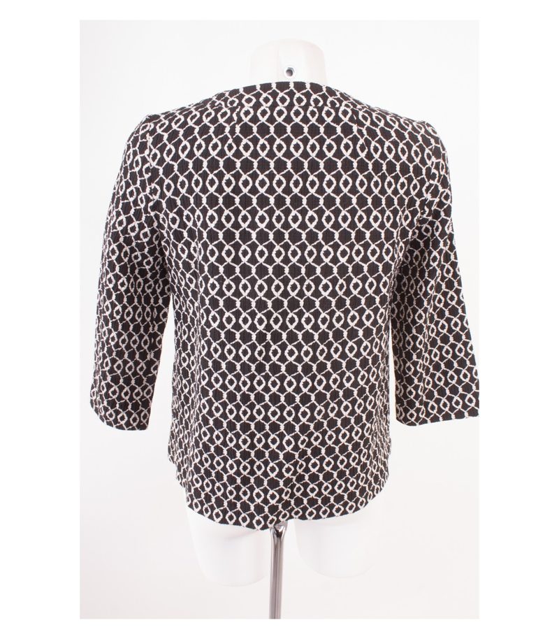 HALLHUBER Damen 3/4 - Ärmel Blazer Gr. DE 36 Schwarz Weiß Baumwolle – Foto 4