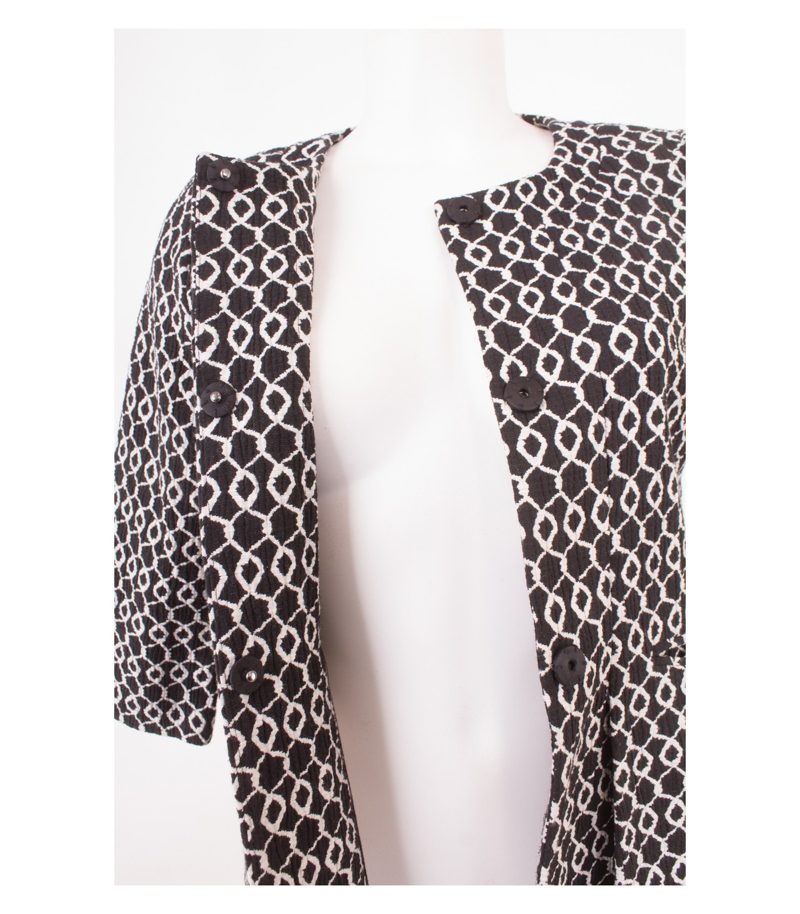 HALLHUBER Damen 3/4 - Ärmel Blazer Gr. DE 36 Schwarz Weiß Baumwolle – Foto 5