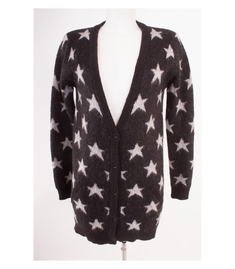MAISON SCOTCH Damen Strickjacke Pullover Gr. 2 (DE38) Anthrazitgrau Weiß – Foto 1