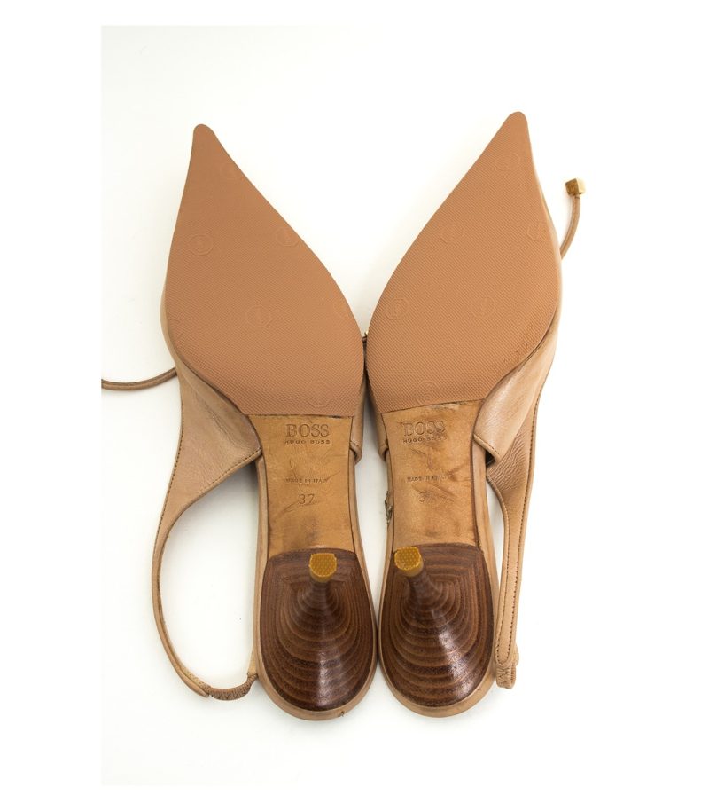 HUGO BOSS Damen Sandaletten Pumps High Heel Gr. EU 37 Beige Leder – Foto 5