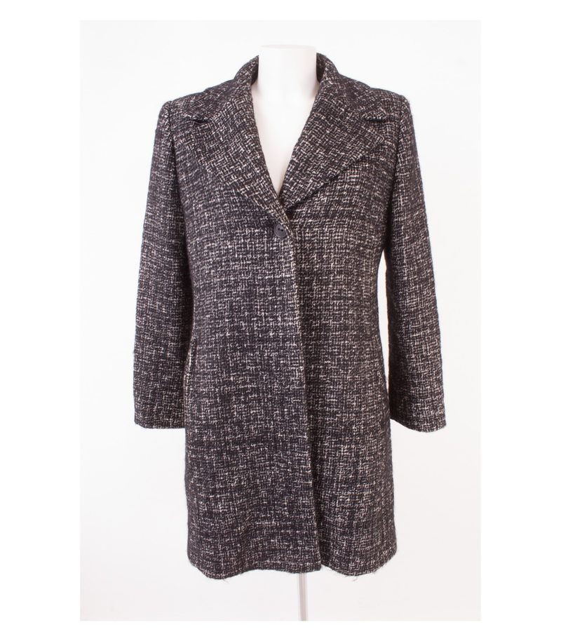 FUCHS SCHMITT Damen Mantel Gr. DE 38 Schwarz-Grau Baumwolle Wolle Alpaka – Foto 1