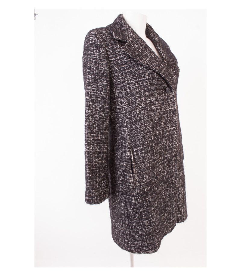 FUCHS SCHMITT Damen Mantel Gr. DE 38 Schwarz-Grau Baumwolle Wolle Alpaka – Foto 2