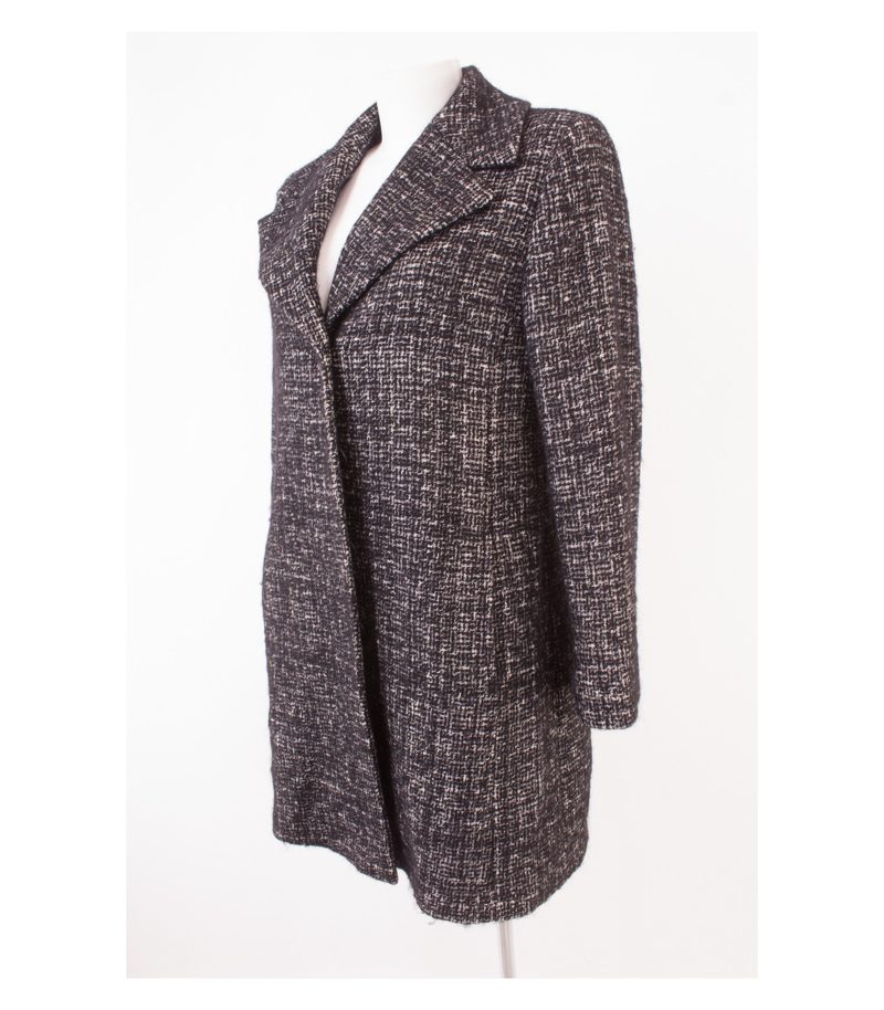 FUCHS SCHMITT Damen Mantel Gr. DE 38 Schwarz-Grau Baumwolle Wolle Alpaka – Foto 4