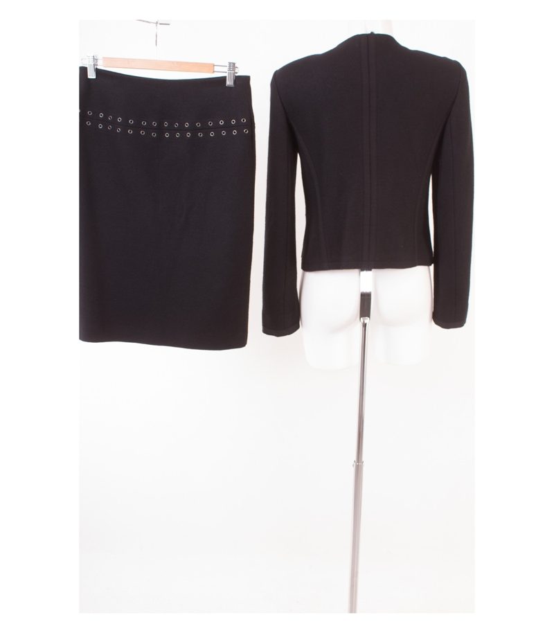 Laurel Damen Kostüm Blazer Rock Gr. DE 36 Reine Schwarz Wolle – Foto 2